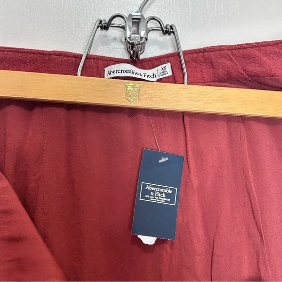 Abercrombie & Fitch XS Linen Blend Ruffle Hem Skirt Orange NWT - Picture 4 of 7